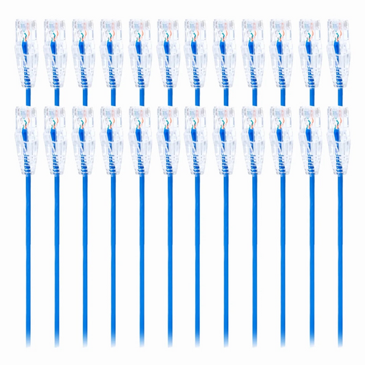 FyberOptix 6ft (1.8m) Cat6 Snagless Unshielded (U/UTP) PVC CM Small Diameter High-Flex Ethernet Network Patch Cable, Blue, (24pcs/pack)