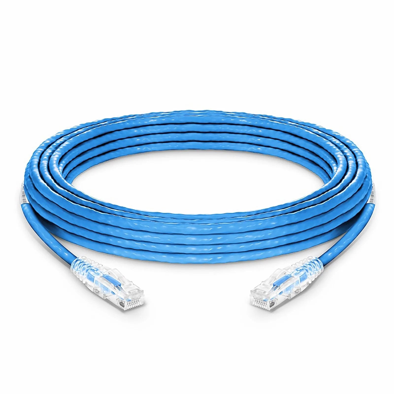 FyberOptix 100ft (30.5m) Cat6a 23AWG Snagless Unshielded (U/UTP) PVC CMP Ethernet Network Patch Cable, Blue