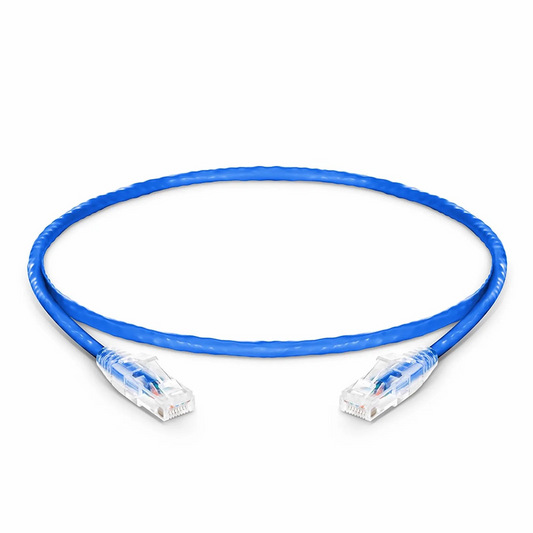 FyberOptix 2ft (0.6m) Cat6 24AWG Snagless Unshielded (U/UTP) PVC CM Ethernet Network Patch Cable, Blue