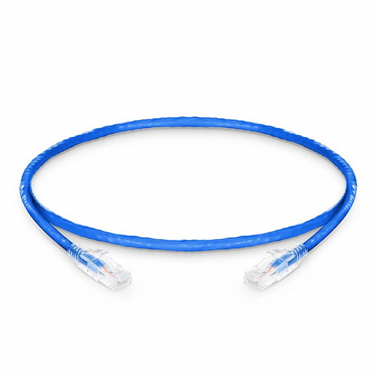 FyberOptix 1ft (0.3m) Cat6a 24AWG Snagless Unshielded (U/UTP) LSZH Ethernet Network Patch Cable, Blue