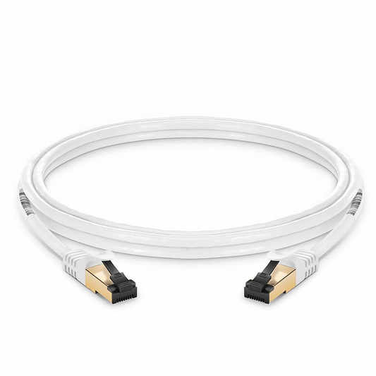 FyberOptix 7ft (2.1m) Cat8 28AWG Snagless Shielded (S/FTP) PVC CM Ethernet Network Patch Cable, Off-White