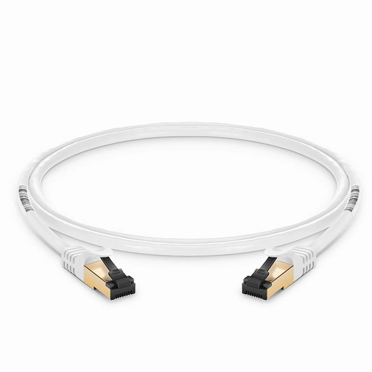 FyberOptix 3ft (0.9m) Cat8 28AWG Snagless Shielded (S/FTP) PVC CM Ethernet Network Patch Cable, Off-White