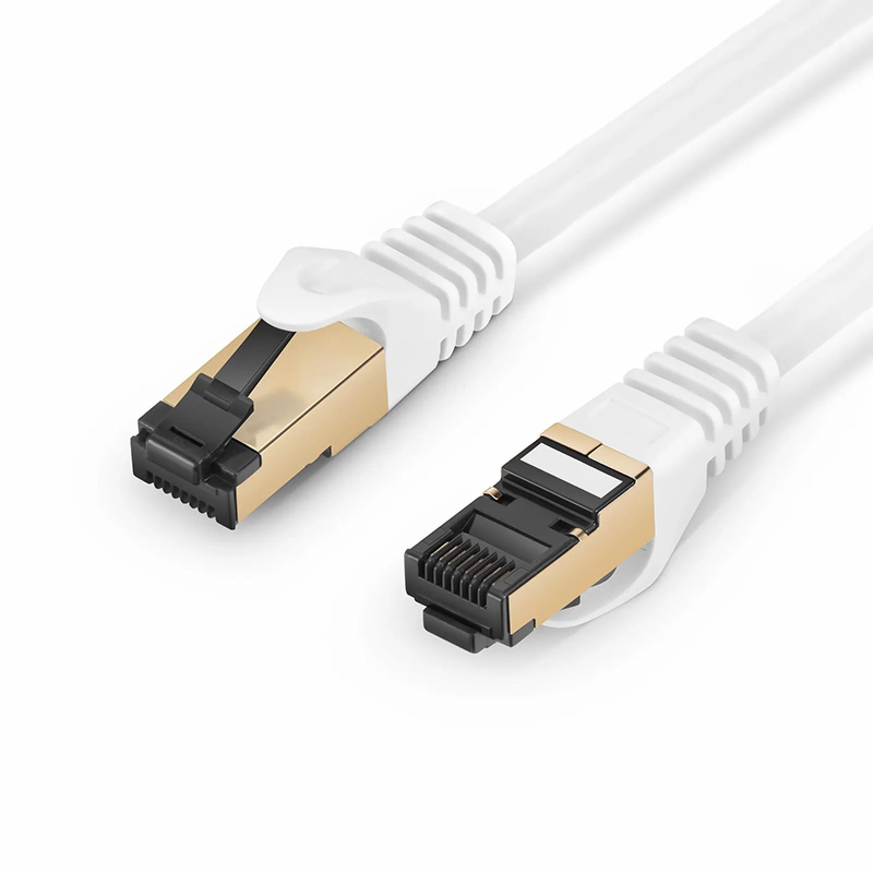 FyberOptix 20ft (6.1m) Cat8 28AWG Snagless Shielded (S/FTP) PVC CM Ethernet Network Patch Cable, Off-White