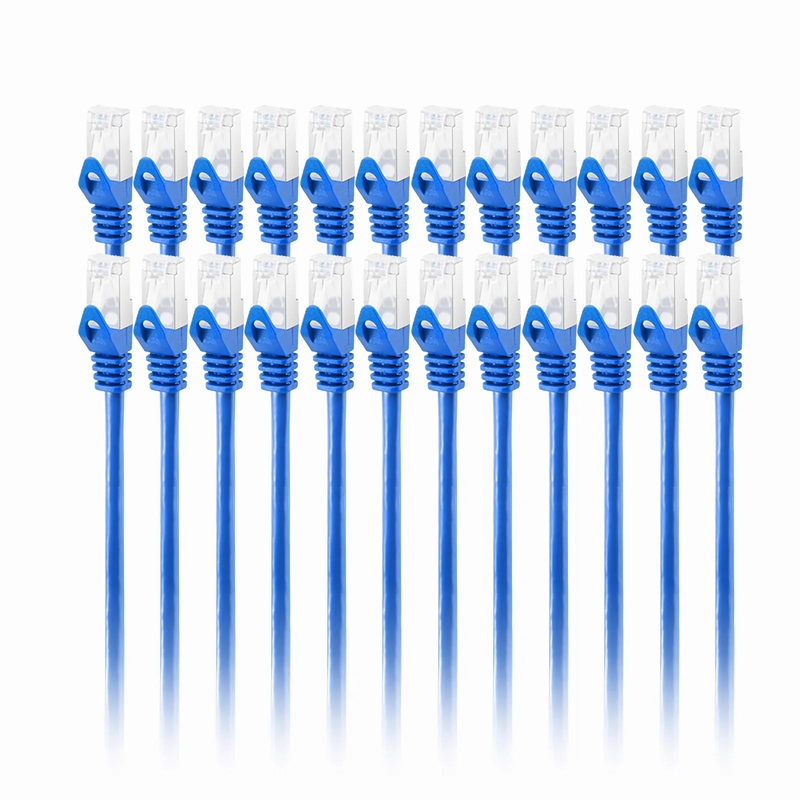 FyberOptix 6ft (1.8m) Cat6a 26AWG Snagless Shielded (S/FTP) PVC CM Ethernet Network Patch Cable, Blue, 24Pcs/pack