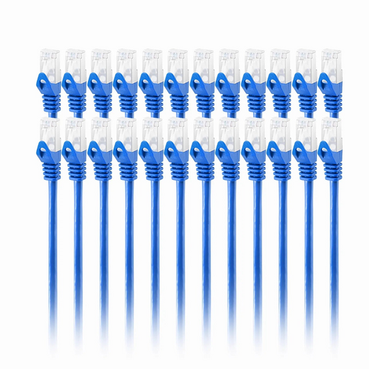 FyberOptix 6ft (1.8m) Cat6a 26AWG Snagless Shielded (S/FTP) PVC CM Ethernet Network Patch Cable, Blue, 24Pcs/pack