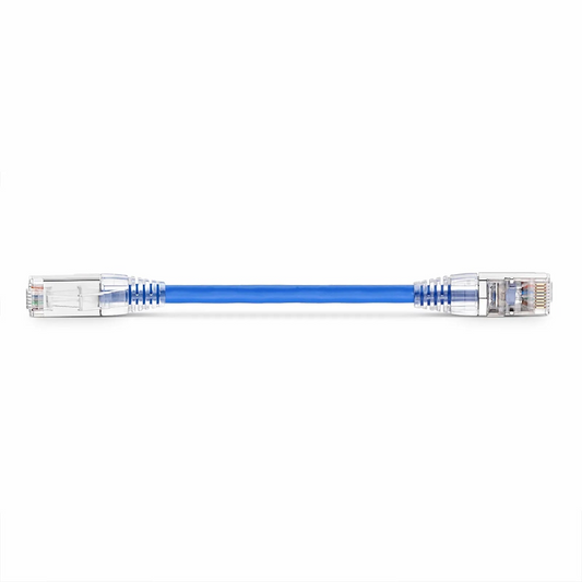 FyberOptix 6in (0.15m) Cat6a 26AWG Snagless Shielded (S/FTP) LSZH Ethernet Network Patch Cable, Blue