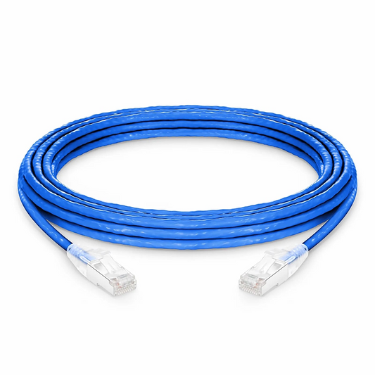 FyberOptix 20ft (6.1m) Cat6a 26AWG Snagless Shielded (S/FTP) LSZH Ethernet Network Patch Cable, Blue