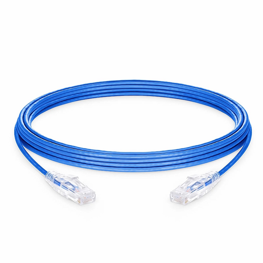 FyberOptix 100ft (30.5m) Cat6 28AWG Snagless Unshielded (U/UTP) PVC CM Small Diameter High-Flex Ethernet Network Patch Cable, Blue