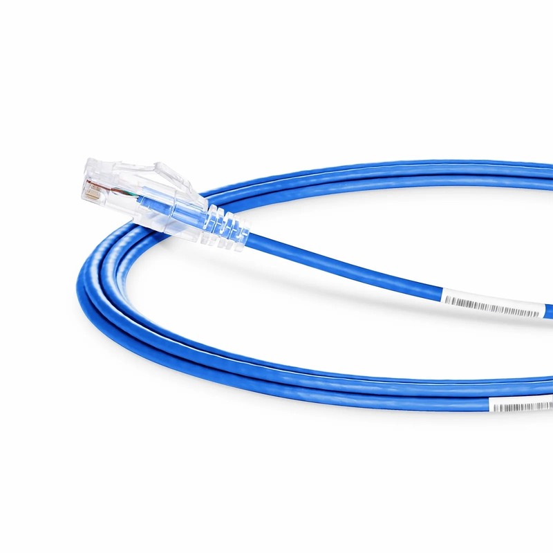 FyberOptix 15ft (4.6m) Cat6 28AWG Snagless Unshielded (U/UTP) PVC CM Small Diameter High-Flex Ethernet Network Patch Cable, Blue
