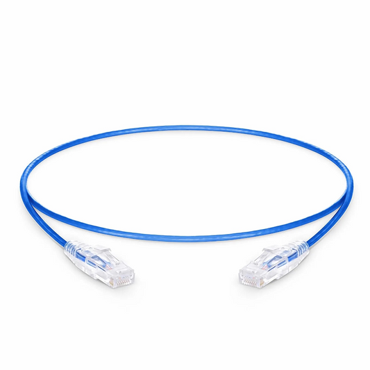 FyberOptix 1ft (0.3m) Cat6 28AWG Snagless Unshielded (U/UTP) PVC CM Small Diameter High-Flex Ethernet Network Patch Cable, Blue