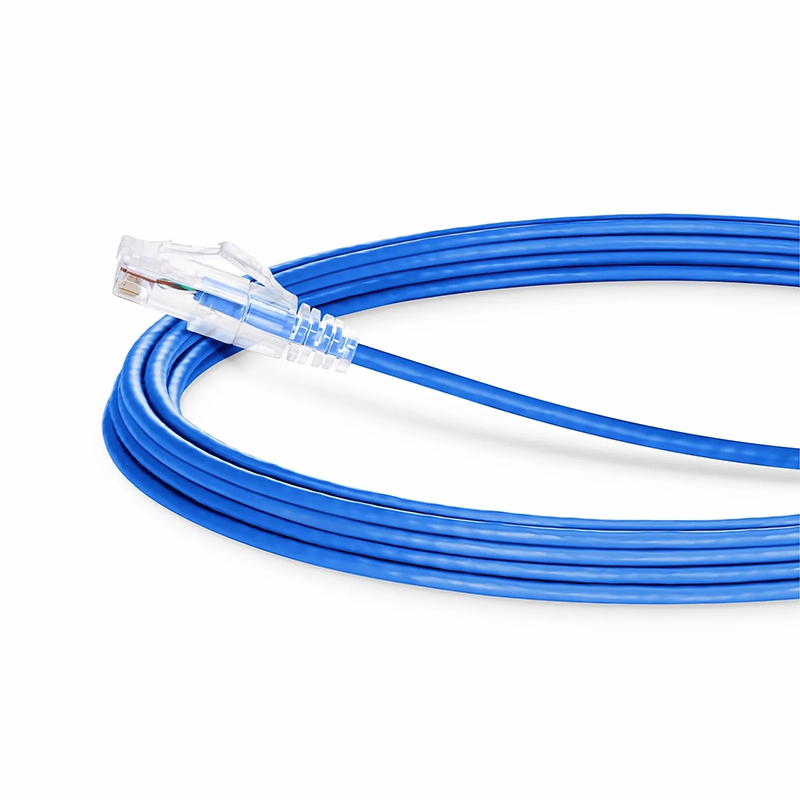 FyberOptix 80ft (24.4m) Cat6 28AWG Snagless Unshielded (U/UTP) PVC CM Small Diameter High-Flex Ethernet Network Patch Cable, Blue