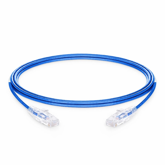 FyberOptix 11ft (3.4m) Cat6 28AWG Snagless Unshielded (U/UTP) PVC CM Small Diameter High-Flex Ethernet Network Patch Cable, Blue