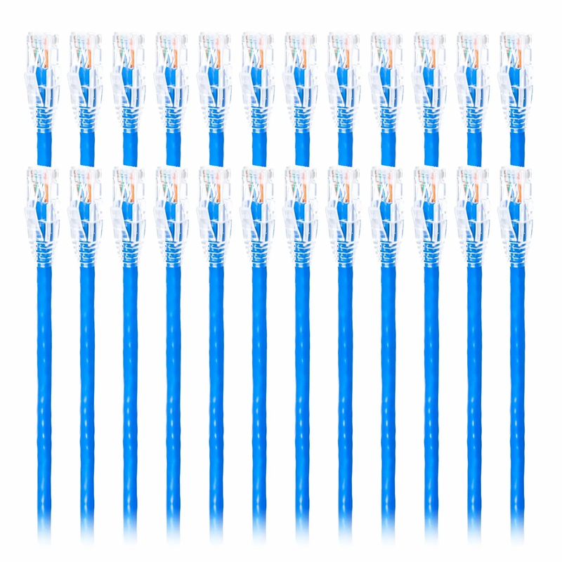 FyberOptix 12ft (3.7m) Cat6 Snagless Unshielded (U/UTP) PVC CM Ethernet Network Patch Cable, Blue, (24pcs/pack)