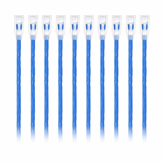 FyberOptix 6ft (1.8m) Cat6 24AWG Snagless Unshielded (U/UTP) PVC CM Ethernet Network Patch Cable, Blue, (10pcs/pack)