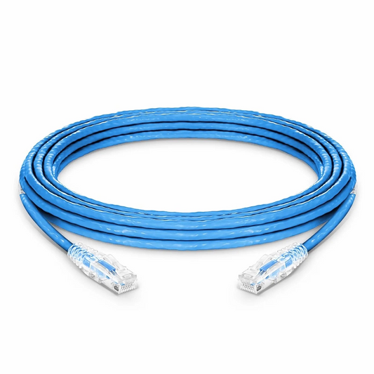 FyberOptix 25ft (7.6m) Cat6 23AWG Snagless Unshielded (U/UTP) PVC CMP Ethernet Network Patch Cable, Blue