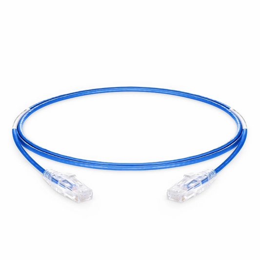 FyberOptix 4ft (1.2m) Cat6a 28AWG Snagless Unshielded (U/UTP) PVC CM Small Diameter High-Flex Ethernet Network Patch Cable, Blue