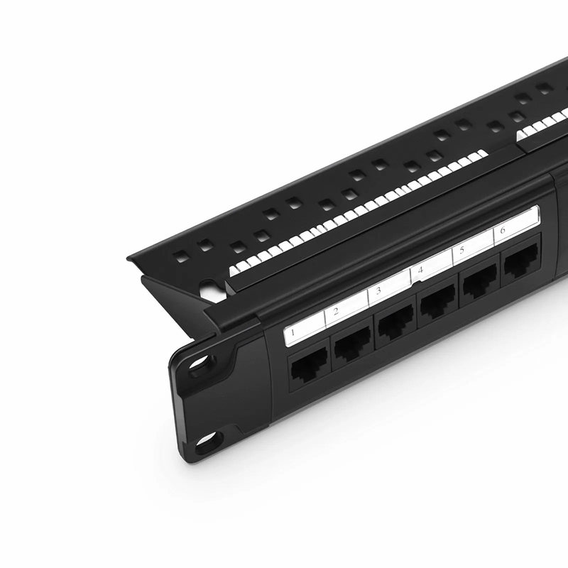 FyberOptix Cat5e 110-Style Patch Panel, 24-Port, 1RU, Cable Management Bar Included