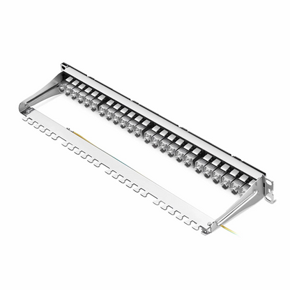 FyberOptix FDMP Cat6a 110-Style Shielded Recessed Patch Panel, 24-Port, 1RU, Cable Management Bar Included