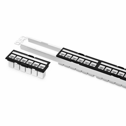 FyberOptix FDMP Cat6a Shielded Coupler Recessed Patch Panel, 24-Port, 1RU, Cable Management Bar Included