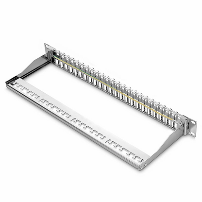 FyberOptix FDMP Blank Shielded/UnShielded Flat Patch Panel for Keystone Modules, 48-Port, 1RU, Cable Management Bar Included