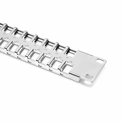 FyberOptix FDMP Blank Shielded/UnShielded Flat Patch Panel for Keystone Modules, 48-Port, 1RU, Cable Management Bar Included