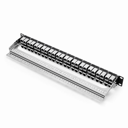 FyberOptix Cat6 Coupler Patch Panel, 48-Port, 1RU, Cable Management Bar Included