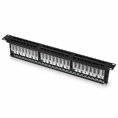 FyberOptix Cat6 110-Style Patch Panel, 48-Port, 1RU, Cable Management Bar Included