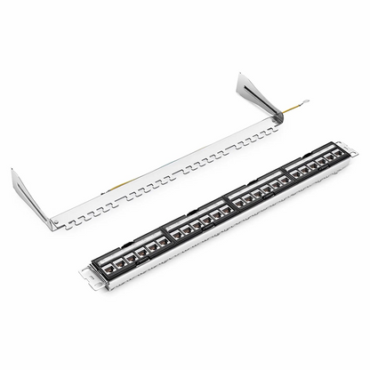 FyberOptix FDMP Cat6a 110-Style Shielded Recessed Patch Panel, 24-Port, 1RU, Cable Management Bar Included