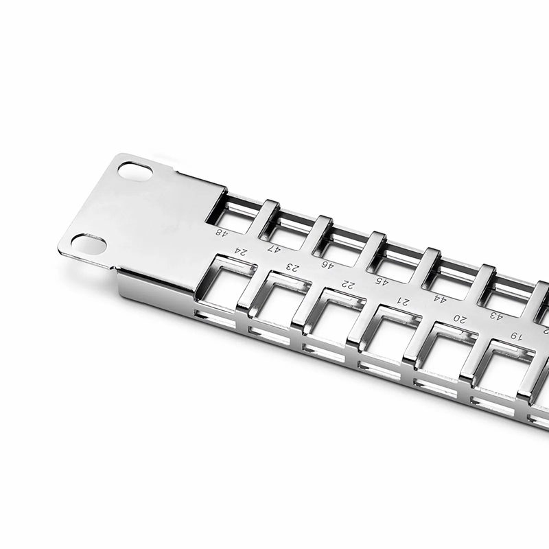 FyberOptix FDMP Blank Shielded/UnShielded Flat Patch Panel for Keystone Modules, 48-Port, 1RU, Cable Management Bar Included