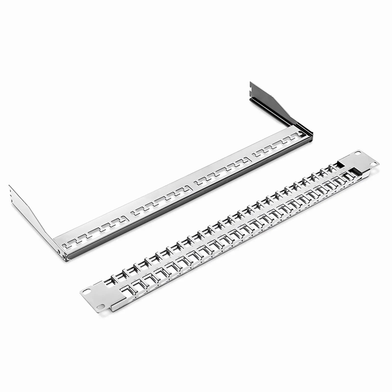 FyberOptix FDMP Blank Shielded/UnShielded Flat Patch Panel for Keystone Modules, 48-Port, 1RU, Cable Management Bar Included