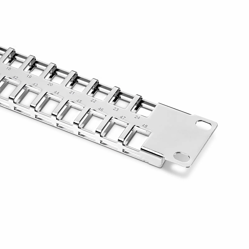 FyberOptix FDMP Blank Shielded/UnShielded Flat Patch Panel for Keystone Modules, 48-Port, 1RU, Cable Management Bar Included