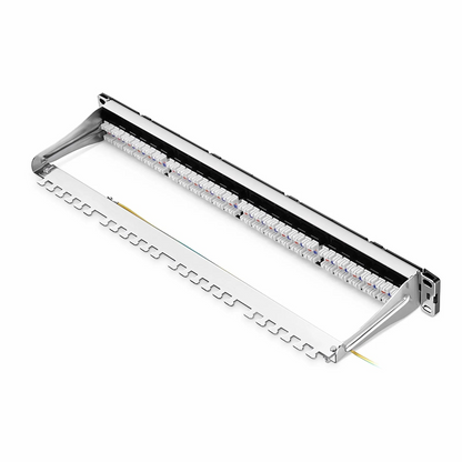 FyberOptix FDMP Cat5e 110-Style Unshielded Recessed Patch Panel, 24-Port, 1RU, Cable Management Bar Included