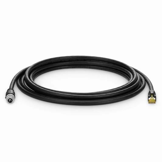 FyberOptix 16ft (5m) Industrial M12X/8M to RJ45 Cordsets CAT6A SF/UTP PUR Ethernet Network Patch Cable, Black