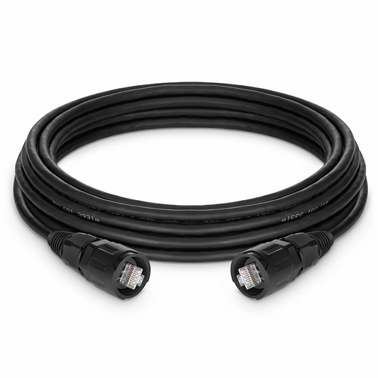 FyberOptix 16ft (5m) Industrial Cat6a Non-booted Shielded (SFTP) PVC IP65 Ethernet Network Patch Cable, Black