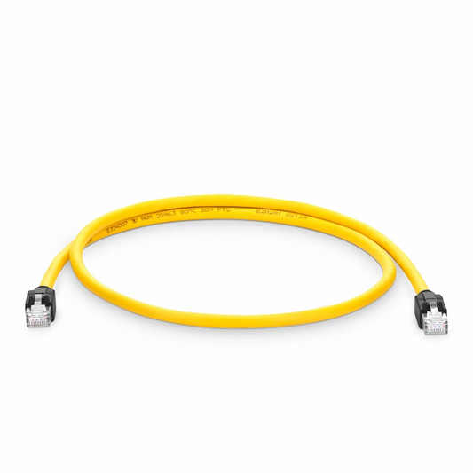FyberOptix 16ft (5m) Industrial Cat6a Shielded (S/FTP) PUR Ethernet Network Patch Cable, Yellow