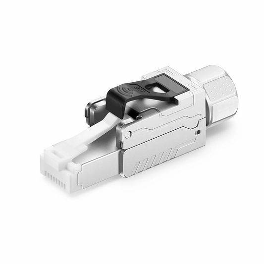 FyberOptix Cat8 RJ45 Tool-Free Modular Plugs, Shielded Network Connectors for 22~24AWG Twisted Pair Solid or Stranded Cable (10/Pack)