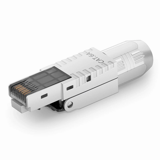 FyberOptix Cat5e/Cat6/Cat6a RJ45 Tool-Free Modular Plugs, Shielded Network Connectors for 23~26AWG Twisted Pair Solid or Stranded Cable (10/Pack)