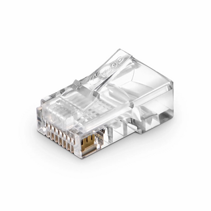 FyberOptix Cat5e RJ45 Standard Modular Plugs, Unshielded Network Connectors for 24AWG Twisted Pair Solid or Stranded Cable (50/Pack)