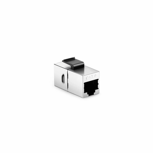FyberOptix Cat6 Keystone RJ45 Coupler, Shielded, Silver