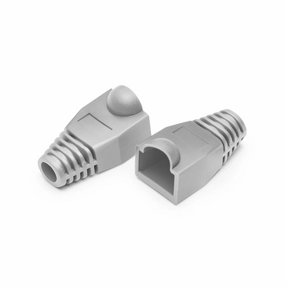 FyberOptix Cat5e RJ45 Strain Relief Boots, 6.5mm OD for Cat5e F/UTP 24AWG Ethernet Network Cable, Gray, 50PCS/Pack