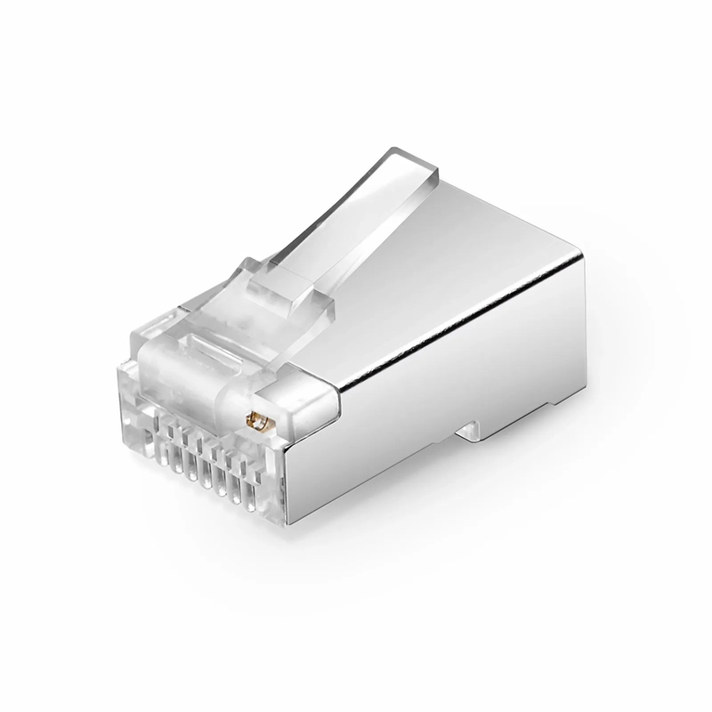 FyberOptix Cat5e RJ45 Standard Modular Plugs, Shielded Network Connectors for 24~26AWG Twisted Pair Solid or Stranded Cable (50/Pack)