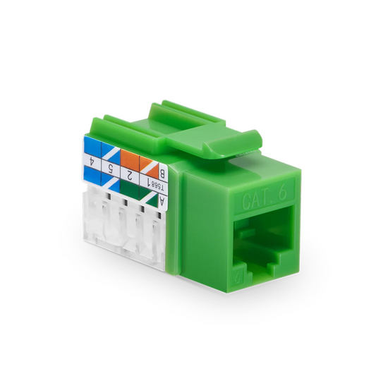 FyberOptix Cat6 RJ45 (8P8C) Unshielded Punch Down Keystone Jack Module, Green, 12Pcs/Pack