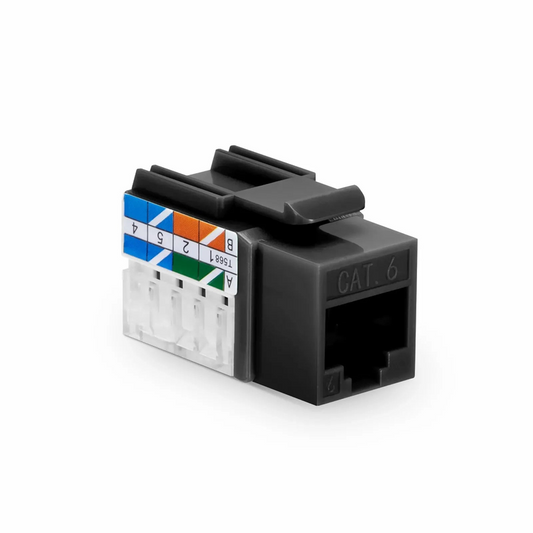 FyberOptix Cat6 RJ45 (8P8C) Unshielded Punch Down Keystone Jack Module, Black, 12Pcs/Pack