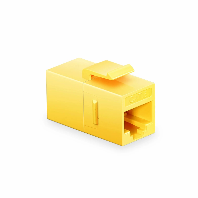 FyberOptix Cat6 Keystone RJ45 Coupler, Unshielded, Female to Female Insert Inline Coupler - Yellow (12pcs/Pack)