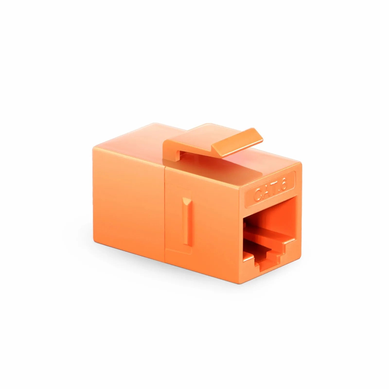 FyberOptix Cat6 Keystone RJ45 Coupler, Unshielded, Female to Female Insert Inline Coupler - Orange (12pcs/pack)