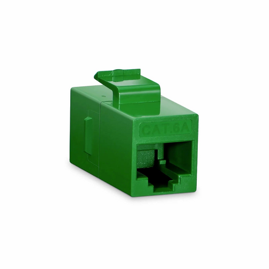 FyberOptix Cat6a Keystone RJ45 Coupler, Unshielded, Female to Female Insert Inline Coupler - Green