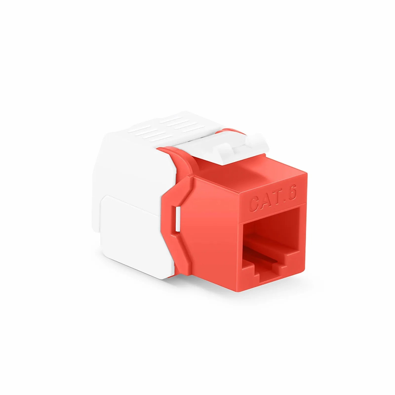 FyberOptix Cat6 RJ45 (8P8C) Unshielded Toolless Keystone Jack Module, Red (10 pcs/Pack)