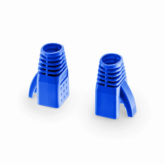 FyberOptix Cat6a RJ45 Strain Relief Boots, 7.5mm OD for Cat6a UTP 23AWG Ethernet Cables, Blue, 50PCS/Pack