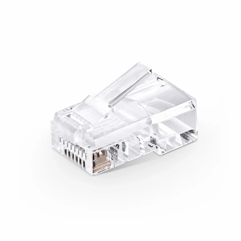FyberOptix Cat5e RJ45 Pass Through Modular Plugs, Unshielded Network Connectors for 24AWG Twisted Pair Solid or Stranded Cable (50/Pack)