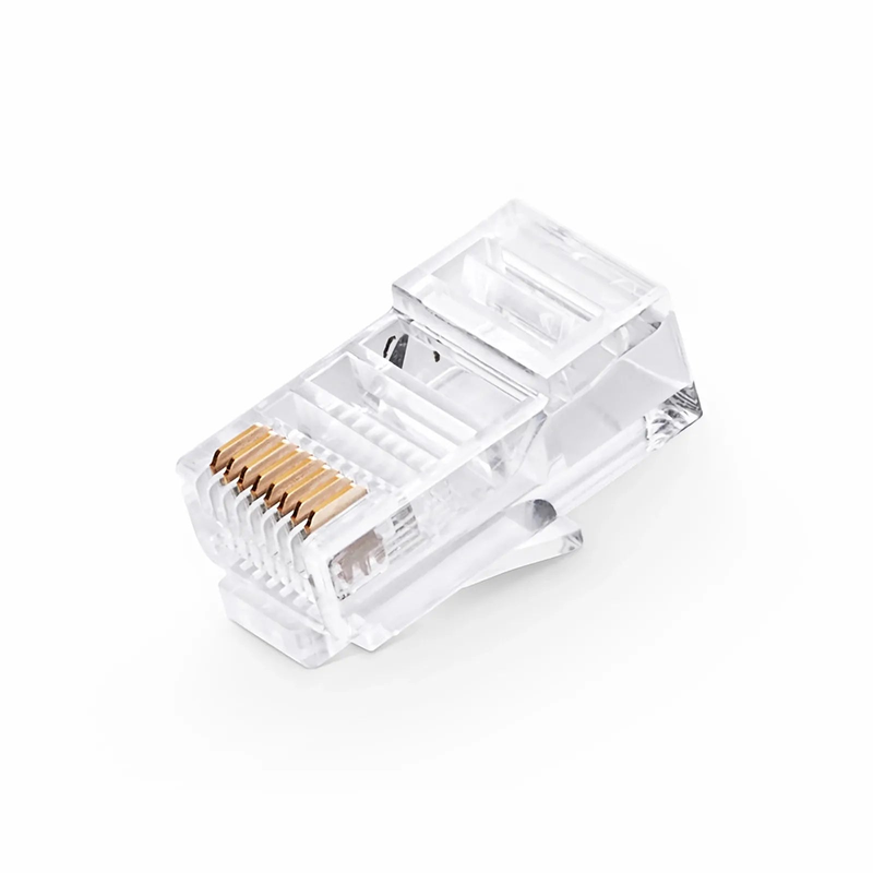 FyberOptix Cat5e RJ45 Pass Through Modular Plugs, Unshielded Network Connectors for 24AWG Twisted Pair Solid or Stranded Cable (50/Pack)